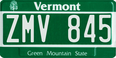 VT license plate ZMV845