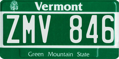 VT license plate ZMV846
