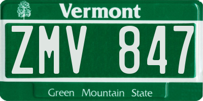 VT license plate ZMV847