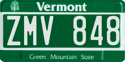VT license plate ZMV848