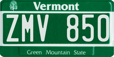 VT license plate ZMV850