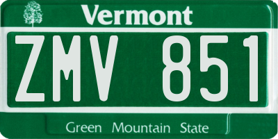 VT license plate ZMV851