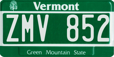 VT license plate ZMV852