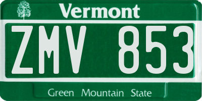 VT license plate ZMV853