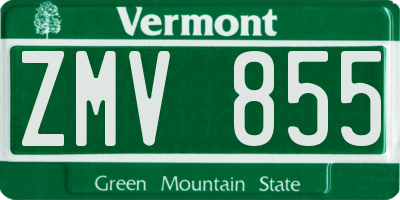 VT license plate ZMV855