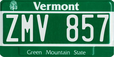 VT license plate ZMV857