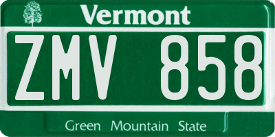 VT license plate ZMV858