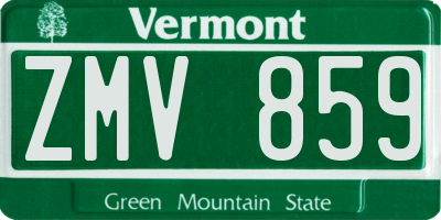 VT license plate ZMV859