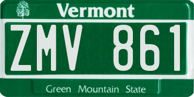 VT license plate ZMV861