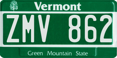 VT license plate ZMV862