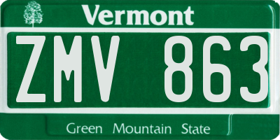 VT license plate ZMV863