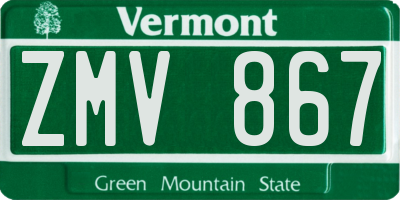 VT license plate ZMV867