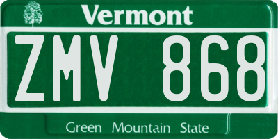 VT license plate ZMV868