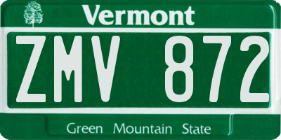 VT license plate ZMV872