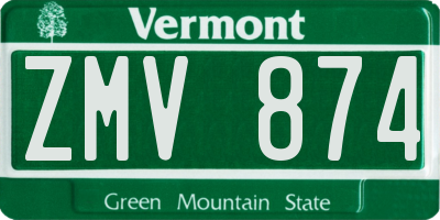 VT license plate ZMV874