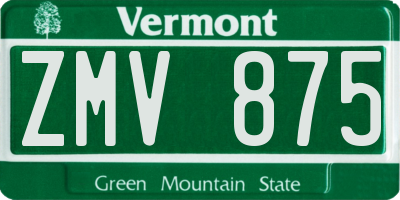 VT license plate ZMV875