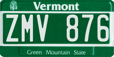 VT license plate ZMV876