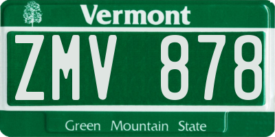 VT license plate ZMV878