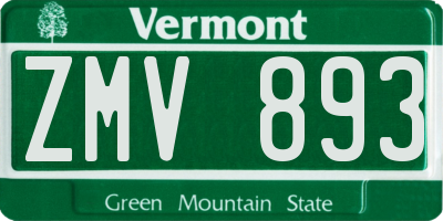 VT license plate ZMV893