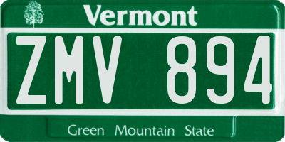 VT license plate ZMV894