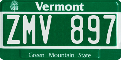 VT license plate ZMV897