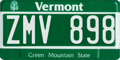VT license plate ZMV898