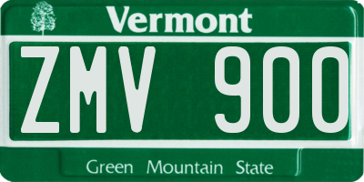 VT license plate ZMV900