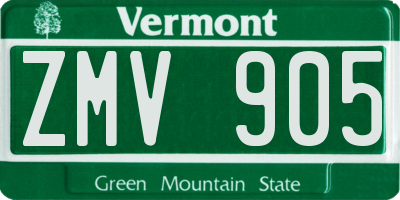 VT license plate ZMV905