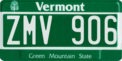VT license plate ZMV906