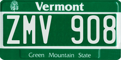 VT license plate ZMV908