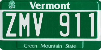 VT license plate ZMV911