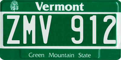 VT license plate ZMV912