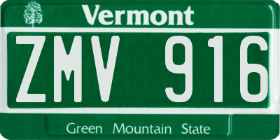 VT license plate ZMV916