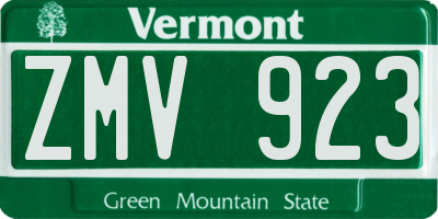 VT license plate ZMV923