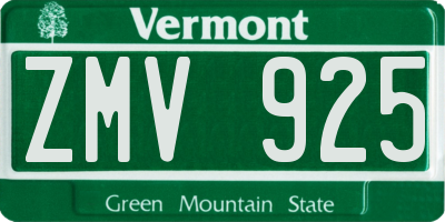 VT license plate ZMV925