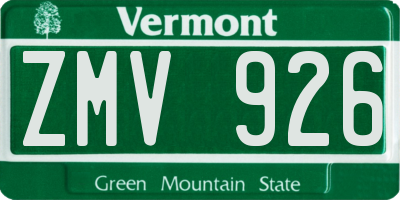 VT license plate ZMV926