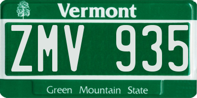 VT license plate ZMV935
