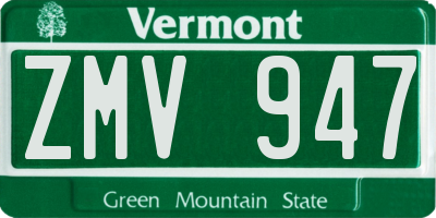 VT license plate ZMV947