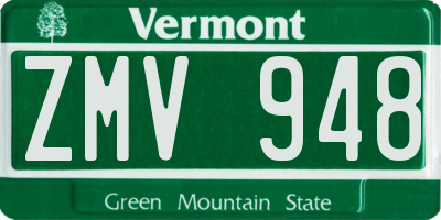 VT license plate ZMV948