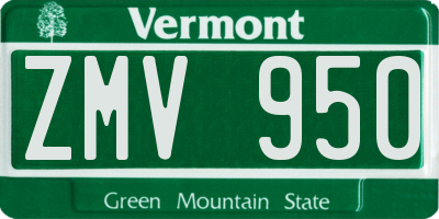VT license plate ZMV950