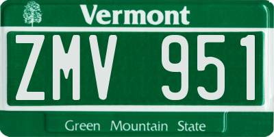 VT license plate ZMV951