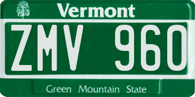 VT license plate ZMV960