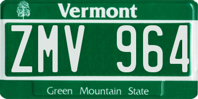 VT license plate ZMV964