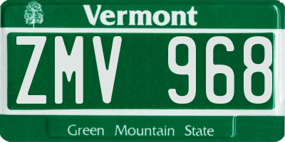 VT license plate ZMV968