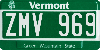 VT license plate ZMV969