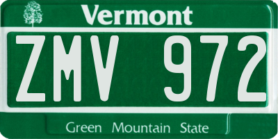 VT license plate ZMV972