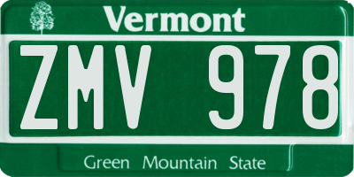 VT license plate ZMV978