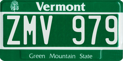VT license plate ZMV979