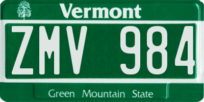 VT license plate ZMV984
