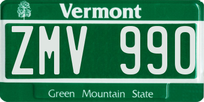 VT license plate ZMV990